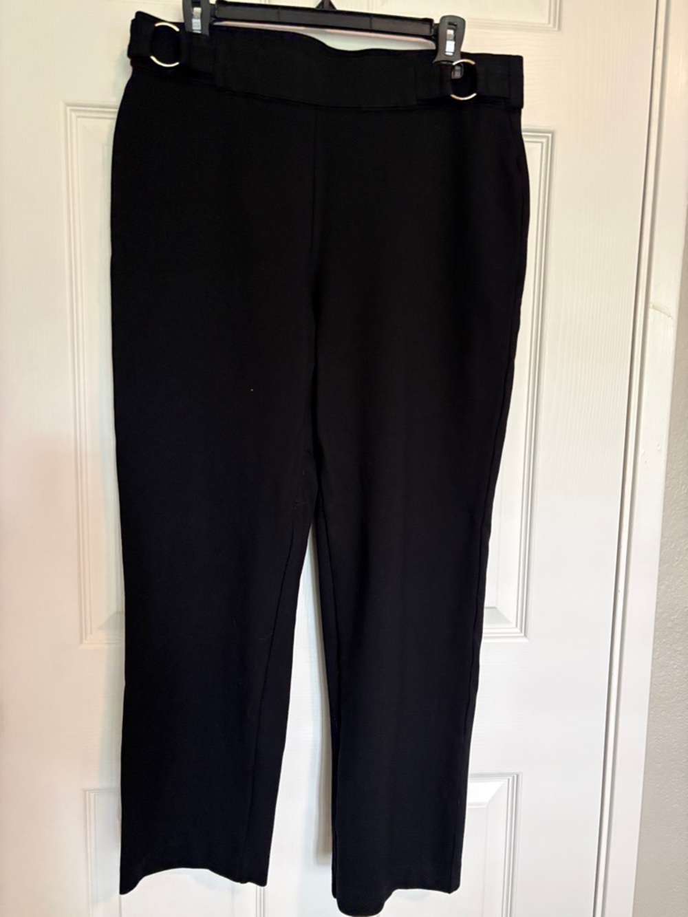 CLEARANCE - Rafaella Black Straight-Leg Pull-On Pants with Ring Details